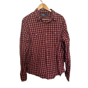 Polo Ralph Lauren Plaid Red Classic Western Pearl Snap Button Down